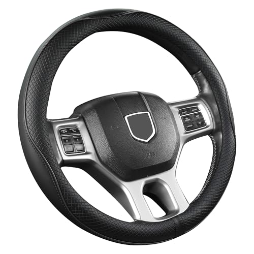 West Llama Customized Auto Car Steering Wheel Cover for Dodge RAM 1500 2500 3500, 15.5-16 inch (Black-Large Size) - color: D-Black, size: Large Size (15 ½''-16'')