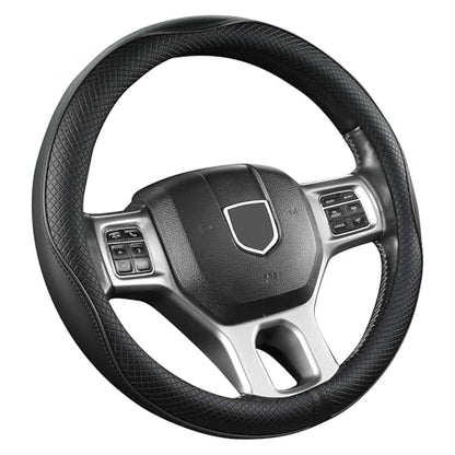 West Llama Customized Auto Car Steering Wheel Cover for Dodge RAM 1500 2500 3500, 15.5-16 inch (Black-Large Size) - color: D-Black, size: Large Size (15 ½''-16'')
