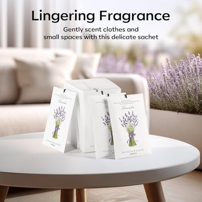 MYARO 12 Pack Lavender Scented Sachets | Odor Eliminator & Air Freshener for Drawer, Closet, Car, Shoes, Gym Bag, Suitcase | Home Fragrance Gift Set - color: Lavender