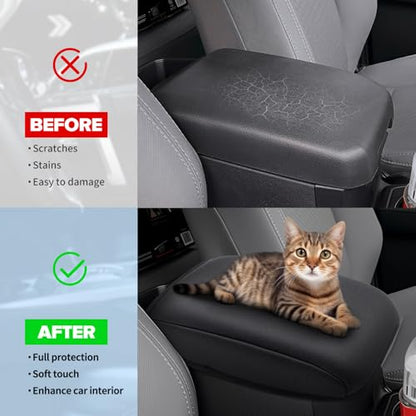Center Console Cushion Compatible with Toyota Tacoma 2016-2023 Accessories, Premium Leather Arm Rest Cover Pad, Car Middle Console Cover (Black) - size: 2016-2023 Toyota Tacoma
