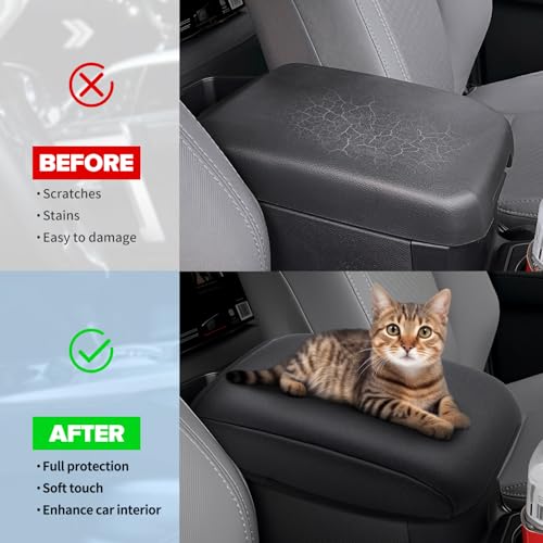Center Console Cushion Compatible with Toyota Tacoma 2016-2023 Accessories, Premium Leather Arm Rest Cover Pad, Car Middle Console Cover (Black) - size: 2016-2023 Toyota Tacoma