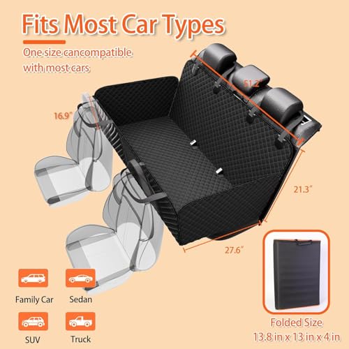 Chilino Back Seat Extender for Dogs - Large Space, Waterproof Dog Car Seat Cover for Back Seat with Hard Bottom Holds 420lbs, Upgraded Material Waterproof Pet Car Bed Dog Hammock for Car, SUV,Truck - color: Black