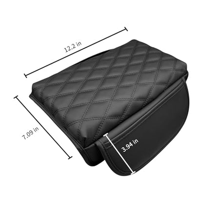 Zxiaochun Center Console Cover Compatible with Ford Bronco 2021 2022 2023 2024 2025 2026 2/4-Door, Armrest Lid Leather Protector Interior Accessories, with Side Pockets - size: Black with Side Pockets