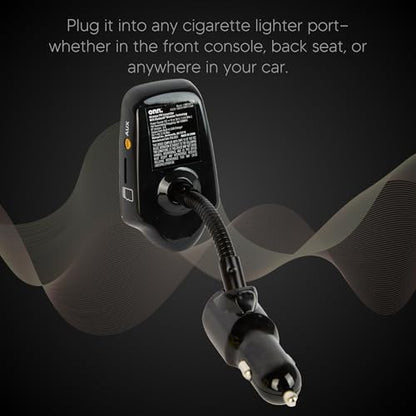 ONN Upgraded 2026 Bluetooth Car FM Transmitter, 1.44” LCD Display, Flexible Gooseneck, Hands-Free Calling, Dual USB Fast Charger, AUX & Micro SD Support for Cars, SUVs & Trucks