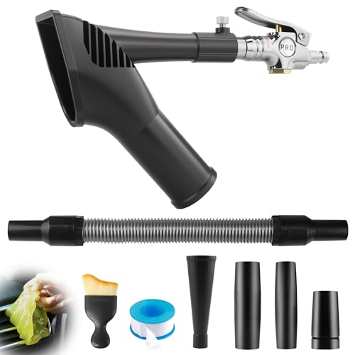 GOCCIDA 2IN1 Car Interior Detailing Air Blow Gun & vacunm Gun with Adjustable Air Flow Nozzle,Cleaning Gun Quickly Blasts Dirt and Dust from Surface Works with Air Compressor(Upgrade Rotate Tube) - color: silver