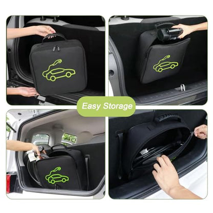 black 1pc jumper cable bag, car storage bag for charger,cable organizer, Includes EV charging cables for electric vehicles (Square) - size: Square