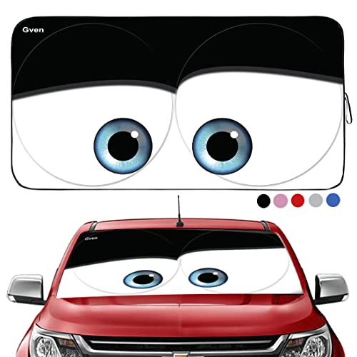 GVEN Windshield Sun Shades Car Sun Shade Protector Blocks UV Rays for Full-Size Sedan & SUV, Mid-Size SUV, Sports Cars, Wagon and Mid-Size Pickup Truck Car Accessories (Black, L) - color: Black, size: Large (Universal Fit)