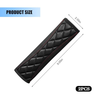2PCS Car Seat Belt Cover, Soft Comfortable Leather Vehicle Seatbelt Shoulder Pad Cushion, Breathable Automotive Interior Seat Strap Harness Mat, Universal for RV SUV Truck (Black) - color: Black