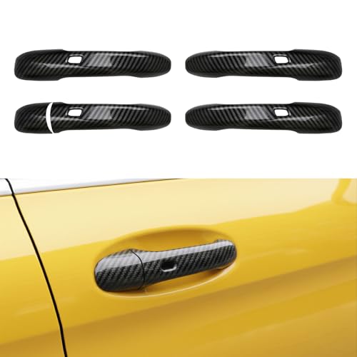 Car Door Handle Cover fit for Mercedes Benz C E S GLC GLE Class W205 W213 X253 W222 C292 W167 W177 2016-2022 – ABS Carbon Fiber Protector, 4PCS Trim Accessories Compatible Left Right Side