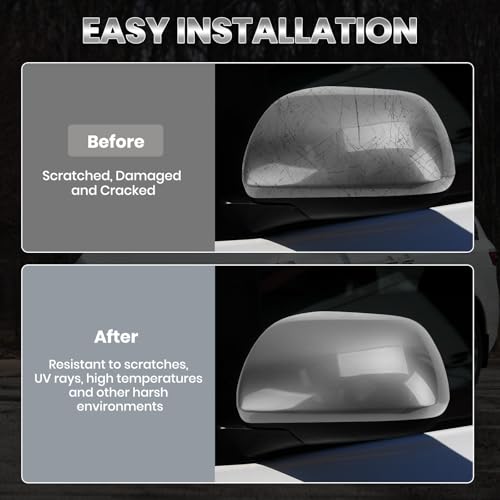 Compatible with 2012-2020 Toyota Sienna Left Side Mirror Cover Cap, Gray Driver Side Clip-on Mirror Cap Replacement Without Turn Signal Light Replaces for 87945-08021-B1 - color: Left Gray