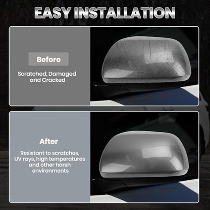 Compatible with 2012-2020 Toyota Sienna Left Side Mirror Cover Cap, Gray Driver Side Clip-on Mirror Cap Replacement Without Turn Signal Light Replaces for 87945-08021-B1 - color: Left Gray