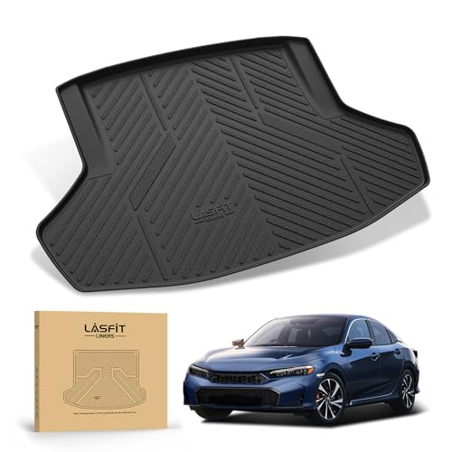LASFIT Trunk Mat for Honda Civic Sedan 2022-2026 & Civic Sedan Hybrid 2025-2026, All Weather TPE Custom Fit Trunk Liner Trunk Tray Cargo Mat Cargo Liner Cargo Tray (Not for Hatchback/Type-R) - style: 1）For Honda Civic | 2022-2026 | Trunk Mat