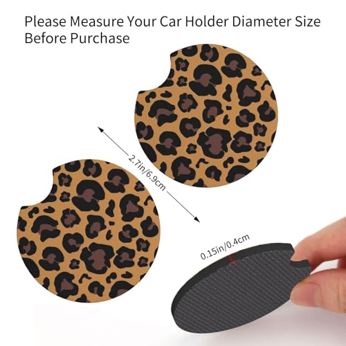 Leopard Print Steering Wheel Cover for Women, Universal Fit 14-15 Inch, Breathable Anti-Slip Car Wheel Protector with 2 Coasters, Cheetah Animal Print Design - color: Brown Leopard
