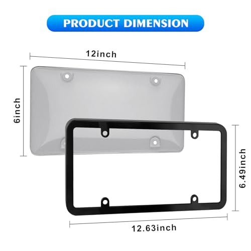 Black 2PC Personalized License Plate Frame with Matching Screw Cap Screws for Easy Installation