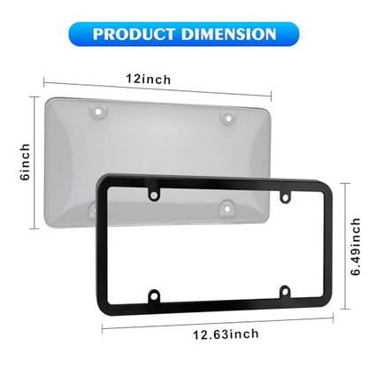 Black 2PC Personalized License Plate Frame with Matching Screw Cap Screws for Easy Installation