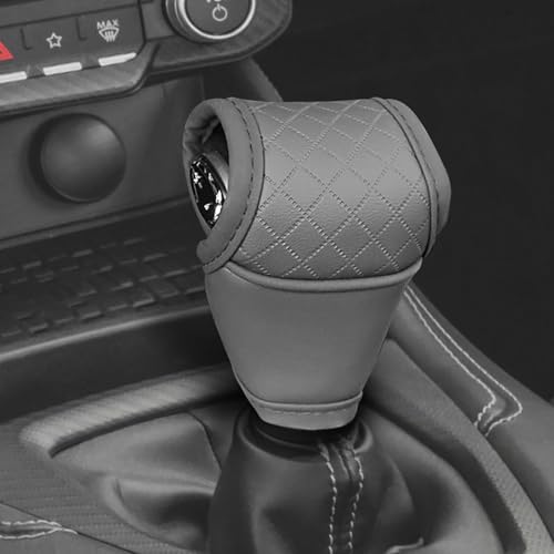 Leather Car Gear Shift Knob Cover, Stick Shift Cover, Anti-Slip Dust Waterproof Gear Shifter Stick Protector, Durable Car Accessories Shifter Lever Knob Protector for SUV Truck RV (Gray) - color: Gray