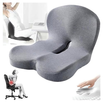Memory Foam L-Shaped Integrated Seat Cushions for Car Truck Driver Ergonomic L Shape Lumbar Cushion Sciatica Back Pain Relief Office Chair Butt and Back Support Pillow Long Driving Booster Seat (F1) - color: F1