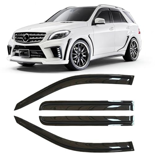 Rainproof Side Window Wind Deflectors for Benz M-Class W164 2006-2011 | Tape-on Sun Rain Guards, Stylish Car Window Visors & Vent Deflectors Installation Tape Included MB24 - size: M-CLASS W164 2006-2011