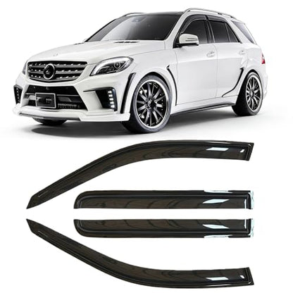 Rainproof Side Window Wind Deflectors for Benz M-Class W164 2006-2011 | Tape-on Sun Rain Guards, Stylish Car Window Visors & Vent Deflectors Installation Tape Included MB24 - size: M-CLASS W164 2006-2011