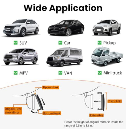 Rear View Mirror, Chrome Anti-glare Panoramic Rear Mirrors Universal 12 Inch Convex Car Interior Clip on Extra Big Wide Angle Rearview Mirror Extender to Reduce Blind Spot for Car SUV Trucks - size: 12 Inch