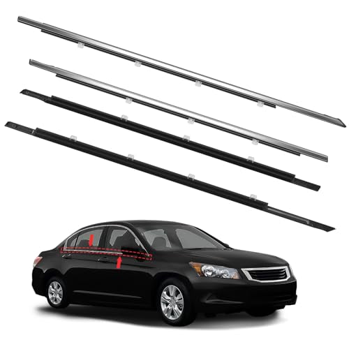 Window Molding Trim for Honda Accord 2008-2012 Accessories, 4PCS Chrome Outer Door Weatherstrip Seal Belt, Replace#72410-TA0-A01 72450-TA0-A01 72910-TA0-A01 72950-TA0-A01 - size: 2008-2012 Honda Accord