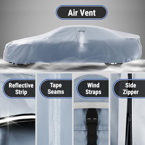 iCarCover 18-Layers Premium Universal Fit Car Cover Waterproof All Weather Sun Rain Snow UV Protection Outdoor Indoor Full Exterior Car Covers for Automobiles Sedan Hatch Coupe Fit for 194-198 inch - size: 9. Fit Car Length 194-198 inch