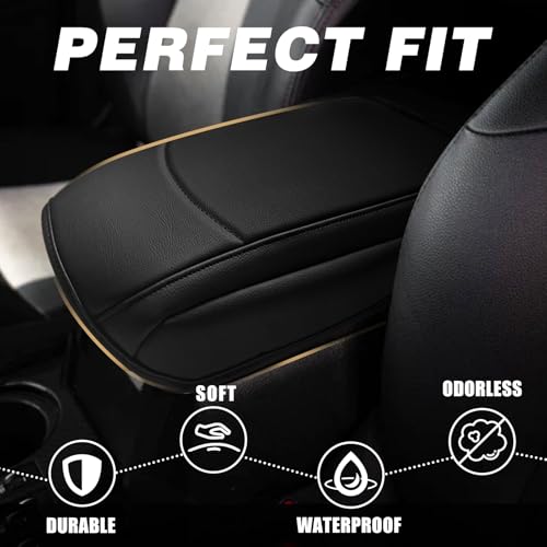 Muslogy Center Console Armrest Cover Fit for Toyota 4Runner 2010-2024 Accessories, Comfort Armrest Pad Console Lid Cushion Vegan Leather Regular Thick - size: 18) 10-24 |4Runner| Regular