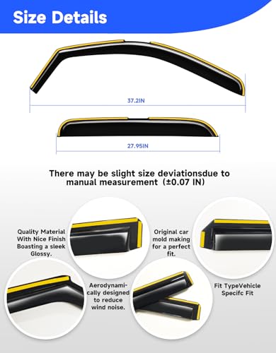 in-Channel Window Rain Guards Fit for 2007-2013 Chevy Silverado/GMC Sierra Crew Cab Trucks, Extra Durable Visors Vent Visors Window Deflector Vent Shades Car Accessories-4ps - size: For 2007-2013 Silverado/ Sierra Crew Cab