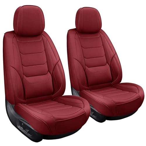Front Seat Covers for Cars Breathable Leather Seat Covers Waterproof Seat Protectors Universal Fit for Most Automotive Cars SUV Trucks(Red, Front Pair) - color: Red3, size: Front Pair