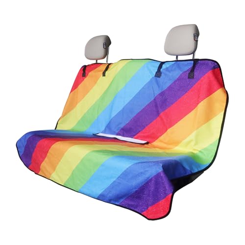 Back Seat Cover Protector for Dogs and Kids, Universal Waterproof Towel Rear Bench Seat Cover for Car, Truck, Van & SUV, Machine-Washable Backseat Car Covers (Rainbow, 1pcs Rear Seat) - color: Rainbow, size: 1pcs Rear Seat