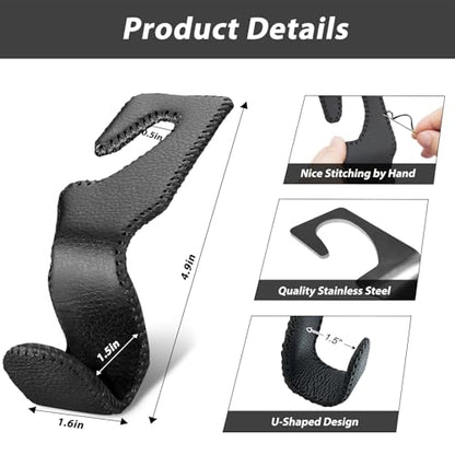 Car Purse Holder - Leather Vehicle Storage Hanger Hook for Purses and Bags, 2 Pack Black - color: Black