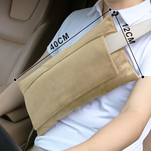 Super Soft Seatbelt Pillow, Seat Belt Pillow for Mastectomy Post-Surgery, Seat Belt Cushion for Heart Surgery Recovery, Hysterectomy Abdominal Incision Recovery Seatbelt (Beige, Large) - color: Beige
