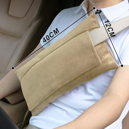 Super Soft Seatbelt Pillow, Seat Belt Pillow for Mastectomy Post-Surgery, Seat Belt Cushion for Heart Surgery Recovery, Hysterectomy Abdominal Incision Recovery Seatbelt (Beige, Large) - color: Beige
