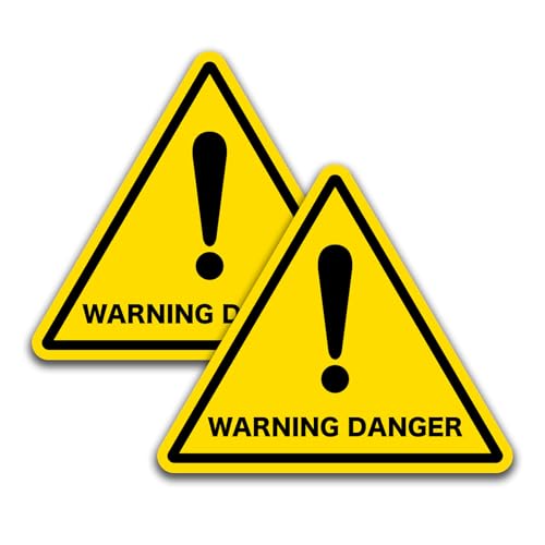 2 PCS Yellow Triangle Safety Warning Sign, 6 IN Self Adhesive Warning Stickers Waterproof and UV Resistant Danger Sign for Workshop Machine - color: Warning, size: 6in