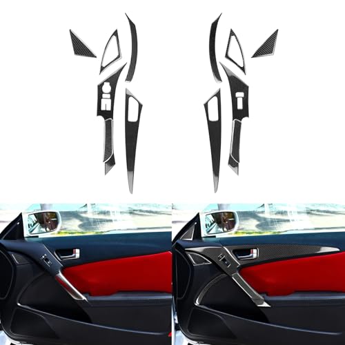Compatible with Hyundai Genesis Coupe 2013 2014 2015 2016 Car Trim Stickers Set Real Carbon Fiber Interior Decals Door Panel Cover Decorations - color: Door Panel Set