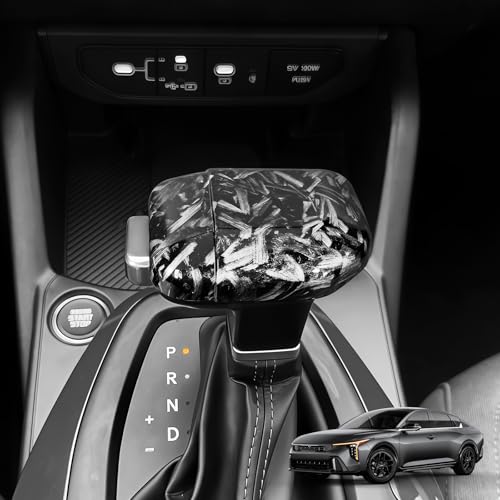 ABS Car Gear Shift Knob Cover Trim Shifter Lever Handle Protective Compatible with Kia Sorento 2024-2026,Kia Carnival 2025-2026,K4 K5 2025-2026, Sportage 2026 Accessories (Forged Black Style) - color: Forged Black Style