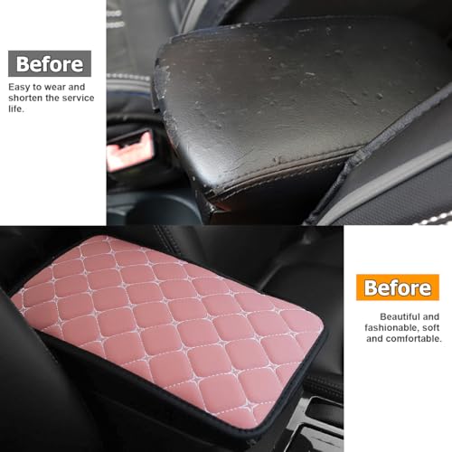 HZEL Car Center Console Cushion Pad, PU Leather Vehicle Armrest Protection Cover, Waterproof Automotive Interior Arm Rest Seat Box Mat Accessories, Universal for SUV, Sedan, Truck (Pink) - color: Pink