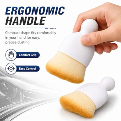 Car Interior Detailing Soft Bristle Cleaning Dusting Brush, Auto Detail Cleaning Brush Dash Duster Tool (White)