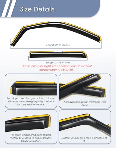 in-Channel Window Rain Guard for Nissan Frontier 2022-2025 2026 Crew Cab Rain Guards Side Truck Window Visors Low Profile Vent Visor Window Deflectors Vent Shades Car Accessories-4pcs - size: 2022-2026 Nissan Frontier Crew Cab