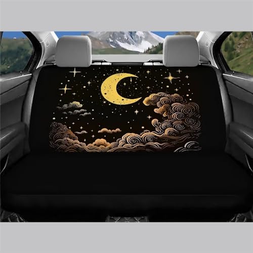 Night Moon Star Car Accessories Black Car Rear Seat Covers for SUV 2 Pack Truck Bench Seat Cover Waterproof Back Seat Backrest Protector - color: 1 Moon Star
