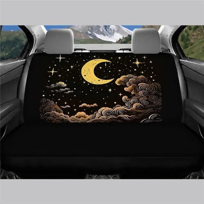 Night Moon Star Car Accessories Black Car Rear Seat Covers for SUV 2 Pack Truck Bench Seat Cover Waterproof Back Seat Backrest Protector - color: 1 Moon Star