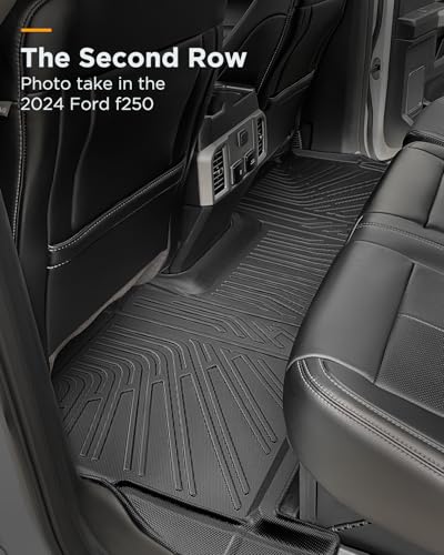 CarQiWireless Floor Mats for Ford F-250/F-350/F-450 2017-2024 2025 2026 Super Duty Crew Cab（Not Fit Exteded/Regular Cab）,All Weather Heavy-Duty TPE Full Set Liners Truck mats Accessories