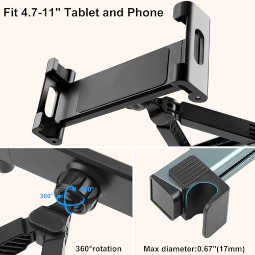 Kairiyard Tablet Holder for Car, Triangle Extension Arm Adjustable Car Back Seat Tablet Holder Road Trip Essentials Headrest Tablets Cars Mount Compatible with iPad Pro, Air, Mini, 4.7-11" Devices - color: Blue-gray