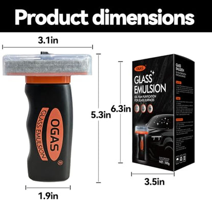 1PCS Glass Oil Film Remover for Car Windshield, Glass Emulsion Cleaner with Cleaning Board, Handle Oil Film Remover For Cars Window, Windshield Cleaner Tool for Crystal Clear Driving View