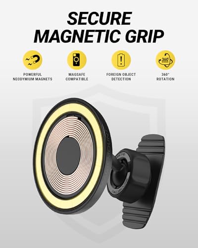 Scosche MPQTRDV Qi2 MagSafe Car Mount Charger 25W Fast Wireless Charging Phone Holder for Vent or Dashboard, Magnetic Cell Phone Mount Compatible with iPhone 17/16/15/14/13 Series & Samsung Galaxy S25 - style: Dash / Vent