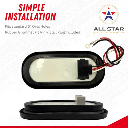 All Star Truck Parts 2x 6.5 Inch Oval Amber/White Strobe Lights 24LED Recessed Quad Flash Patterns for Truck Towing Trailer Lights Lamps, Rubber Grommets + 3-prong Wire Pigtails Included, 10V-30V - size: 2pc Amber/White Strobe