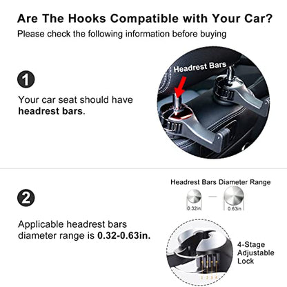 Car Headrest Hook with Phone Holder, Universal 360 Rotation Headrest Hooks for Purses and Bags (Silver) - color: Silver