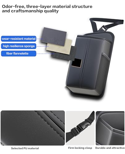 Car Tissue Holder for Front Seat, Headrest Organizer with 2 Side Mesh Pockets for Phones & Cards, L-Square Tissue Box Cover Holds 150 Tissues, Durable PU Leather