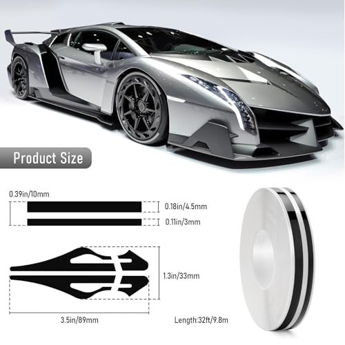 2 Rolls 32Ft Car Pinstripe Tape, Automotive Pinstriping Tape Stickers Vinyl DIY Stripes Pinstripe Emblems Trim Decals for Car, SUVs, Pickups, Motorcycle and Boat, Racing Stripes (Black) - color: Black-2