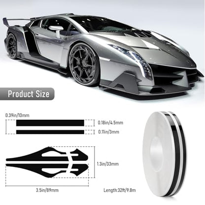 2 Rolls 32Ft Car Pinstripe Tape, Automotive Pinstriping Tape Stickers Vinyl DIY Stripes Pinstripe Emblems Trim Decals for Car, SUVs, Pickups, Motorcycle and Boat, Racing Stripes (Black) - color: Black-2